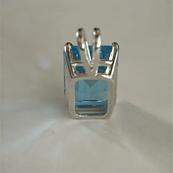 Blue Topaz Sterling Pendant - Picture 2 of 10